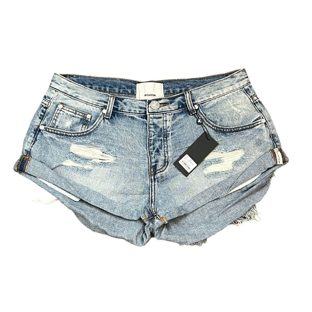 One Teaspoon Shorts Womens 30 Hendrix Bandits Button Fly Distressed Denim Jean